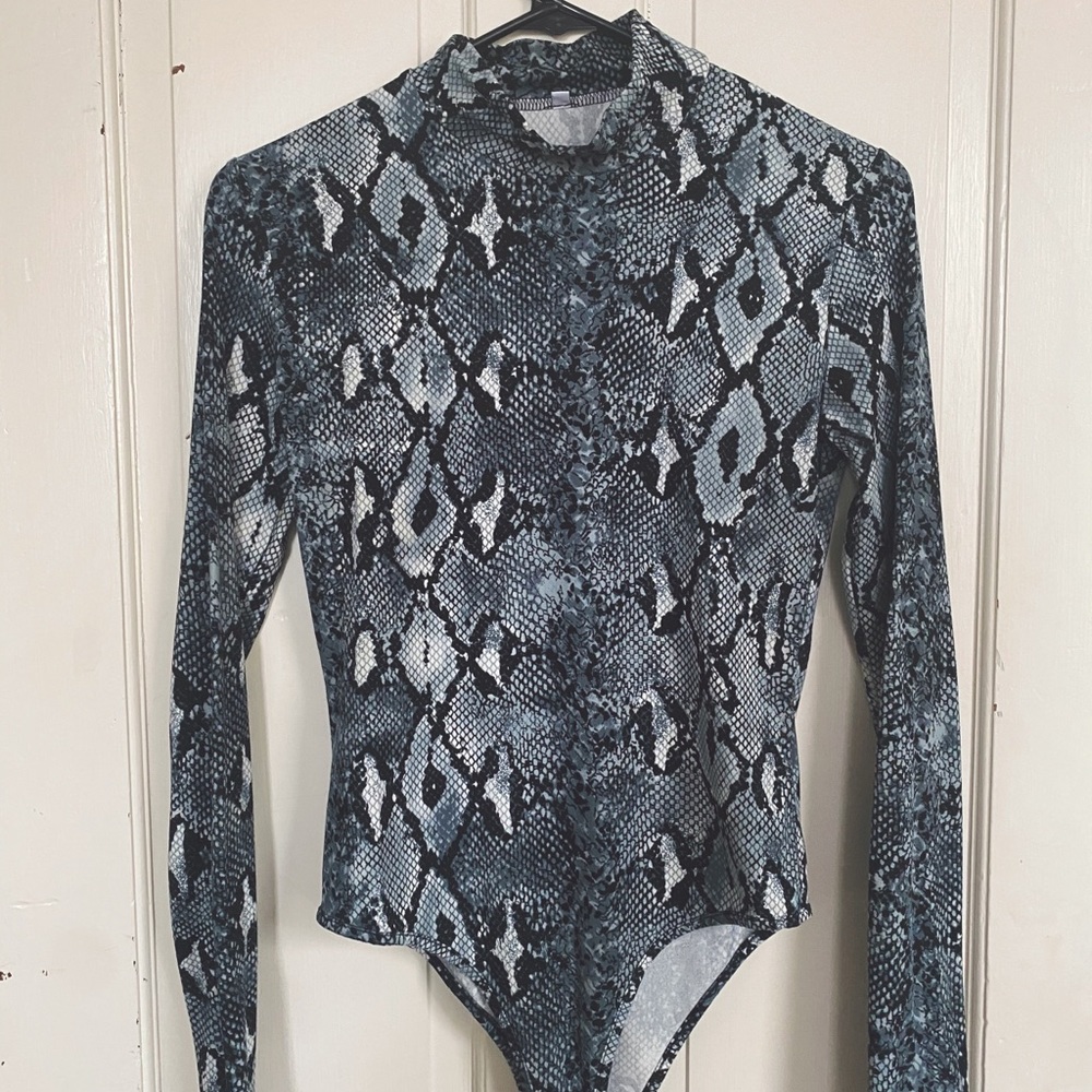 Snake Print Mock Neck Bodysuit